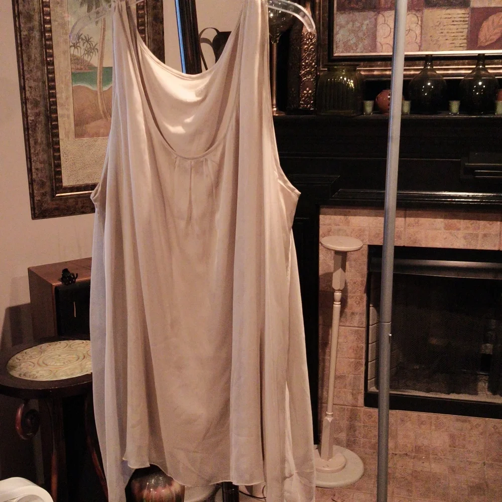 FINAL PRICE Soft Surroundings Taupe Sheer Silk Blouse Size 3X - Picture 5 of 6